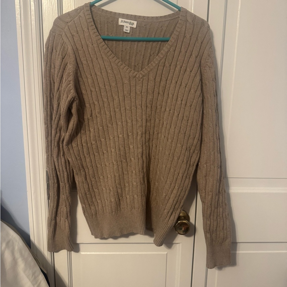 St. John's Bay Tan V-Neck Sweater. Classic yet stylish. Cozy. Like New. XL - Picture 8 of 8